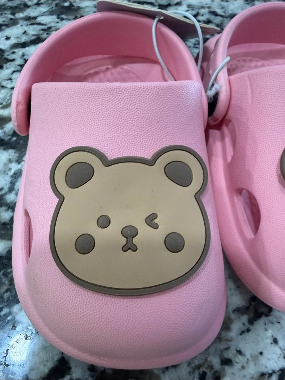 Pink Baby Crib Clogs with Bear Accent